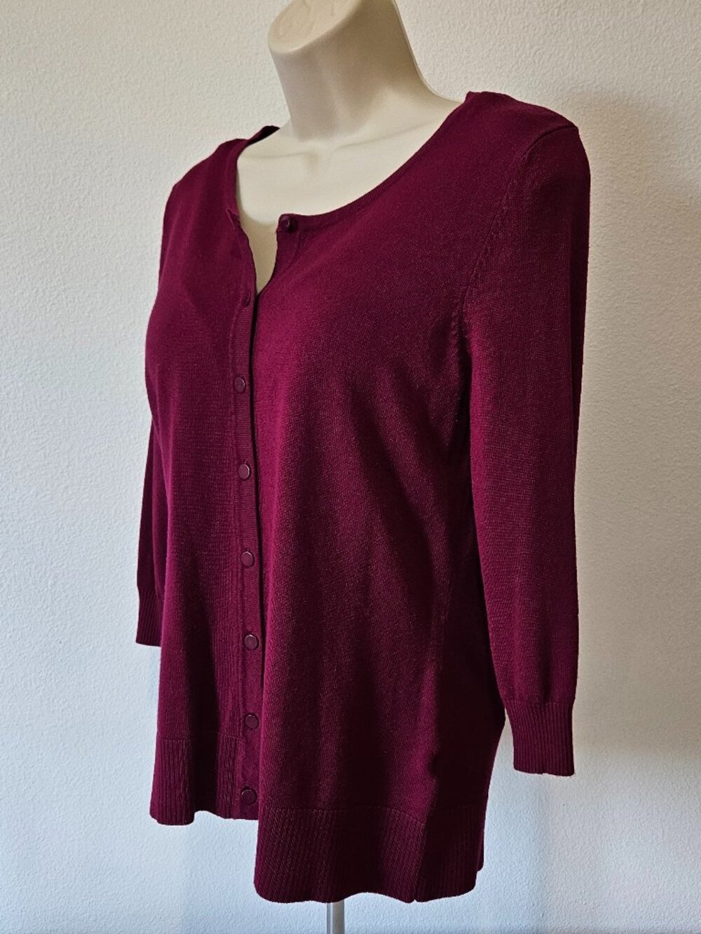 Dressbarn Button‑Front 3/4 Sleeve Cardigan Sweater - Picture 6 of 10
